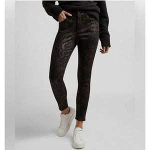 New Tribal Jeans Black Gold Metallic Snake Print Jeans Size 6